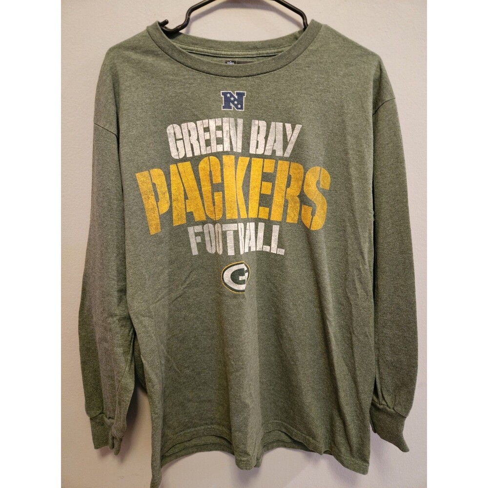 Green Bay Packers NFL Team Apparel Long Sleeve Shirt Size Large Washed